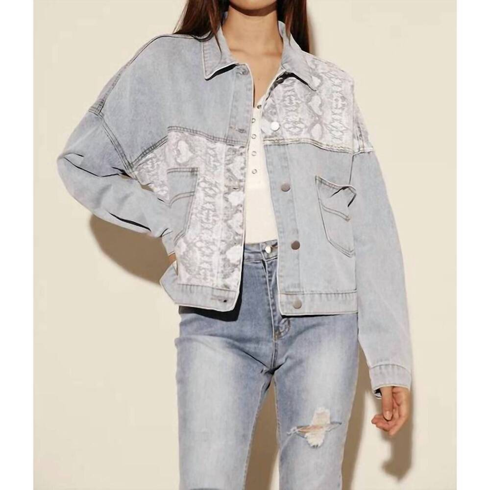 NEW MISS SPARKLING wild side denim jacket in snake